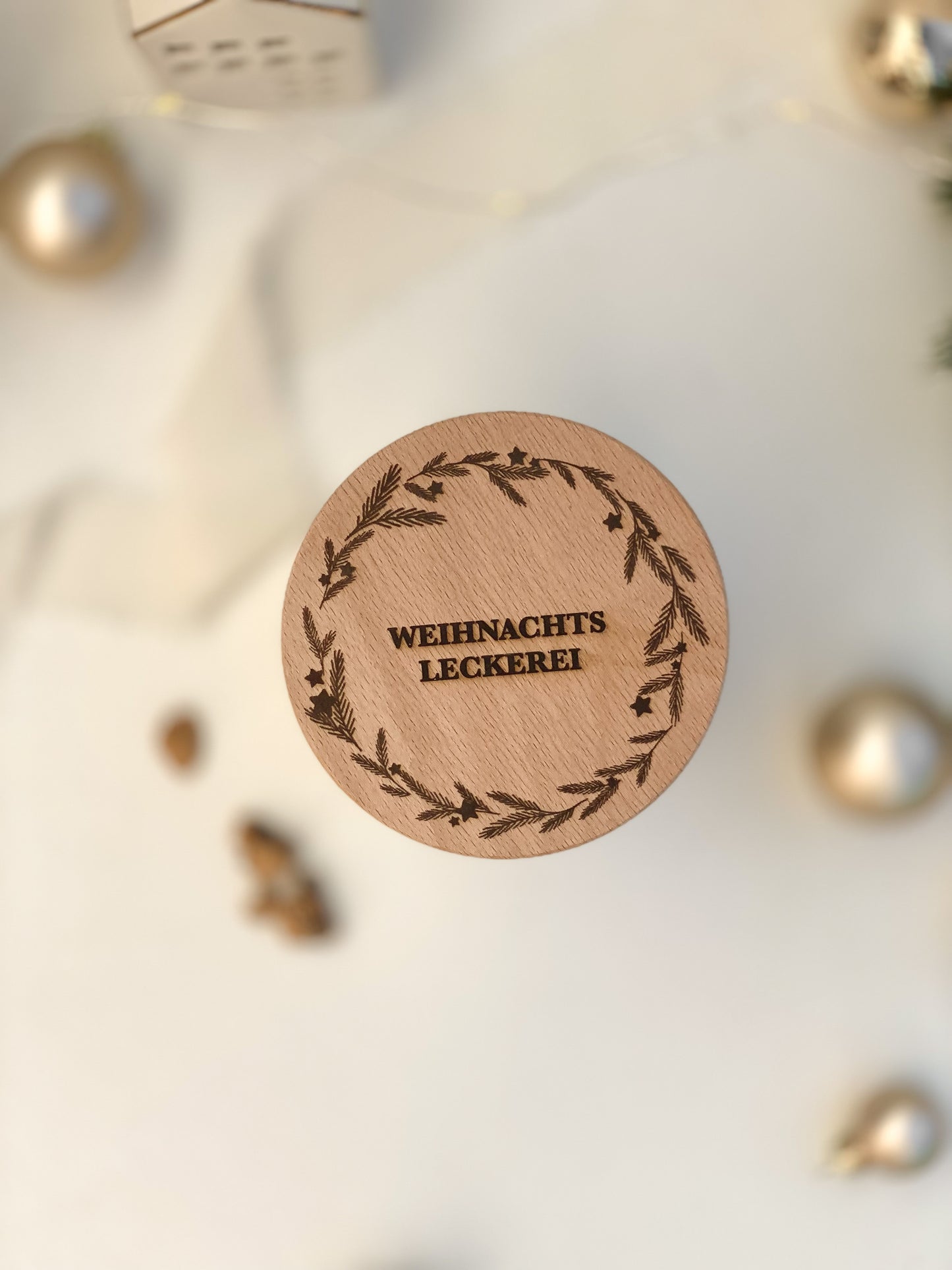 Vorratsglas mit Holzdeckel "WEIHNACHTSLECKEREI" Geschenkidee zu Weihnachten