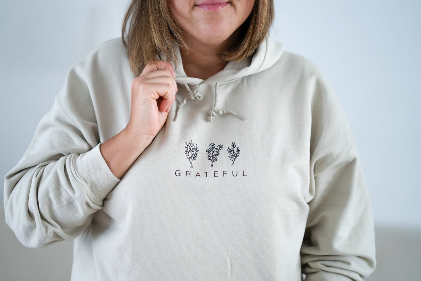 Damen Hoodie "GRATEFUL" Beige