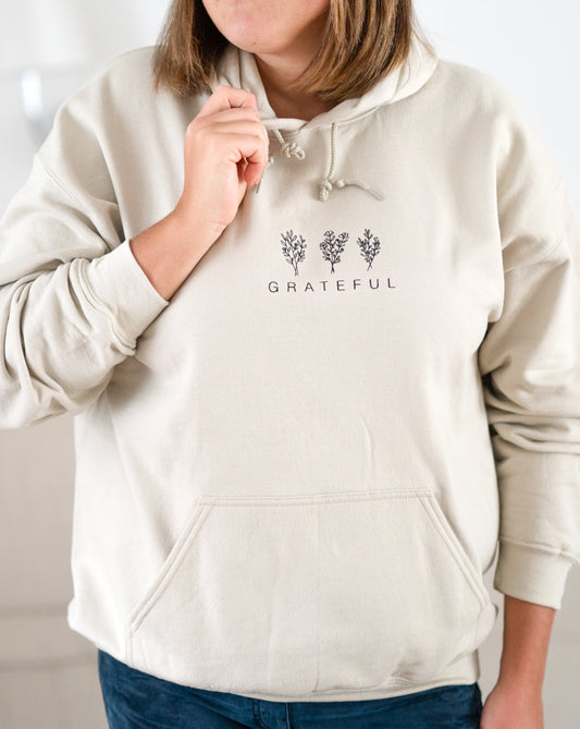 Damen Hoodie "GRATEFUL" Beige