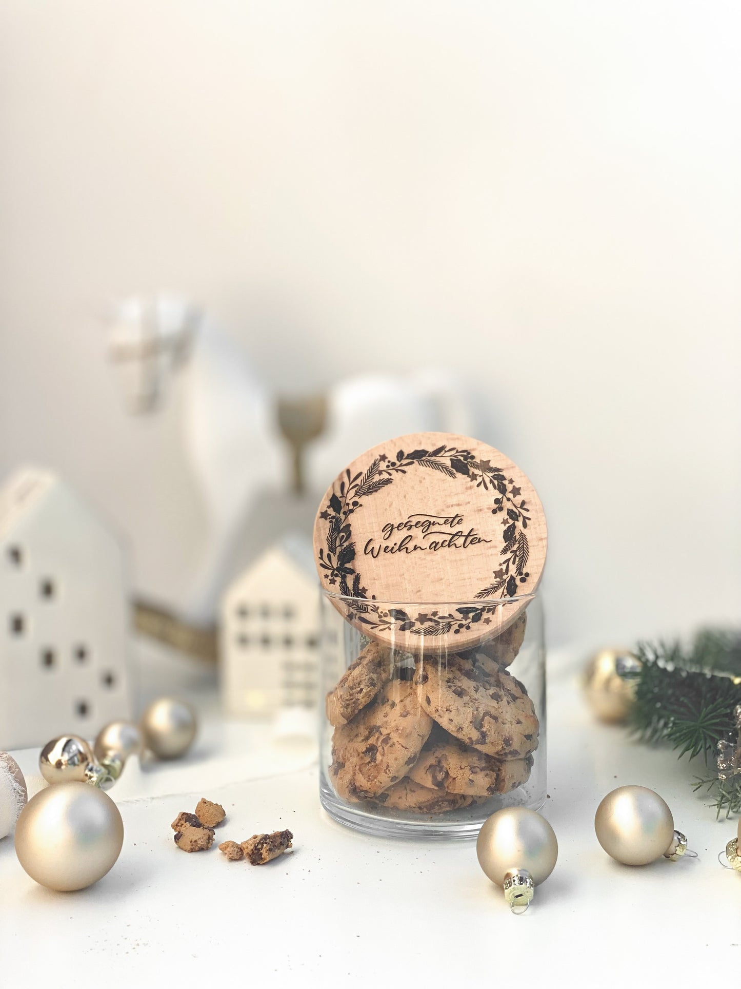 Vorratsglas mit Holzdeckel "GESEGNETE WEIHNACHTEN" Geschenkidee zu Weihnachten