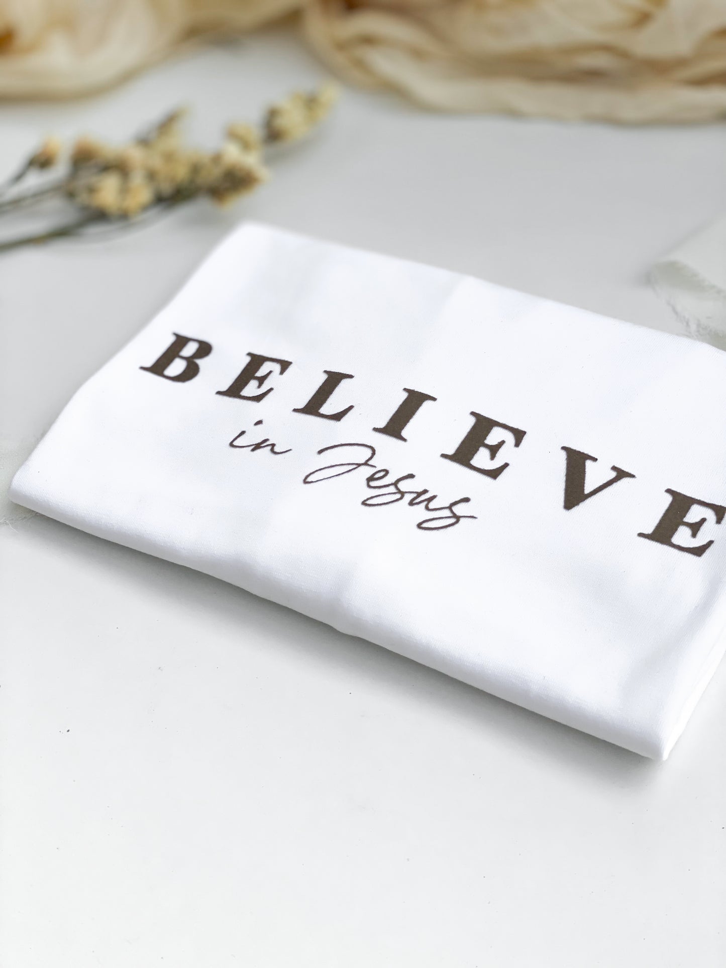 T-Shirt "BELIEVE" in Jesus , white Unisex