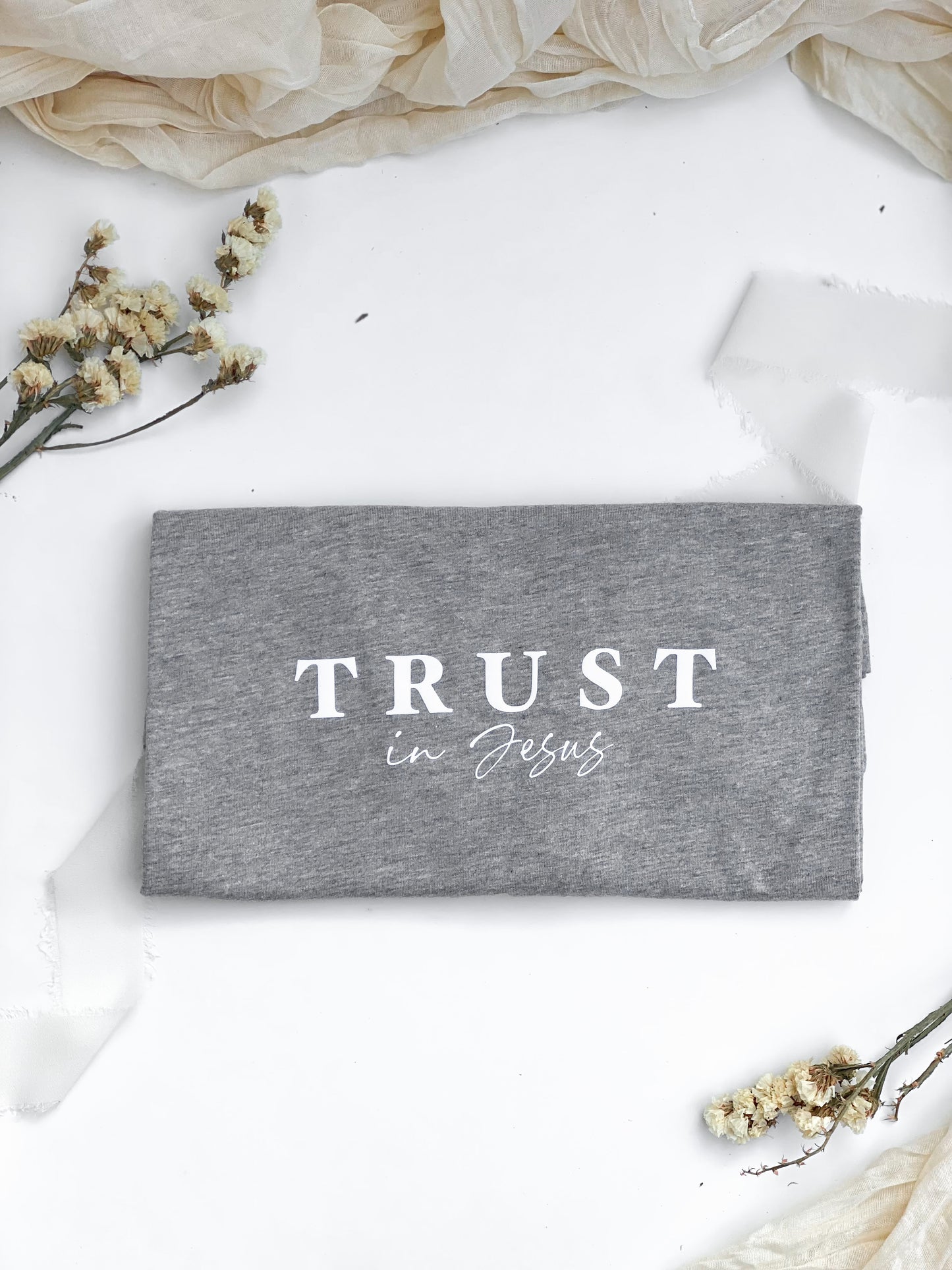 T-Shirt "TRUST in Jesus" grau, Unisex