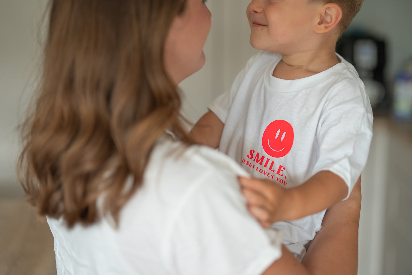 Partnerlook T-Shirt KIDS + MAMA "SMILE Jesus loves you"