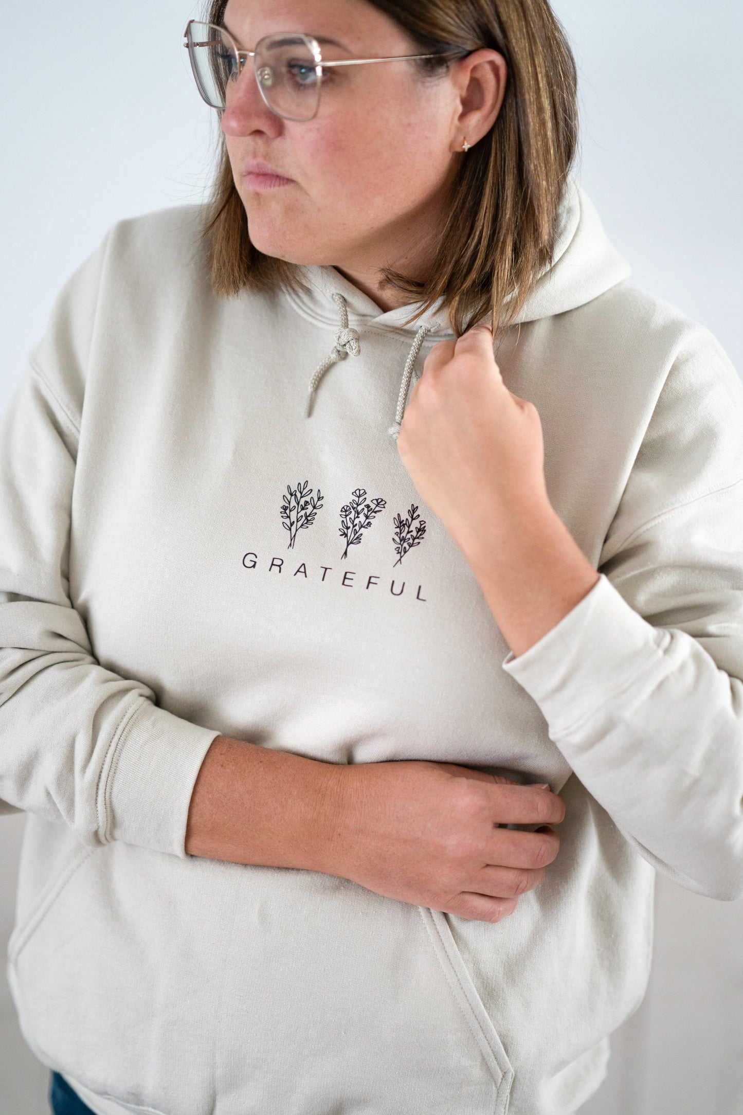 Damen Hoodie "GRATEFUL" Beige