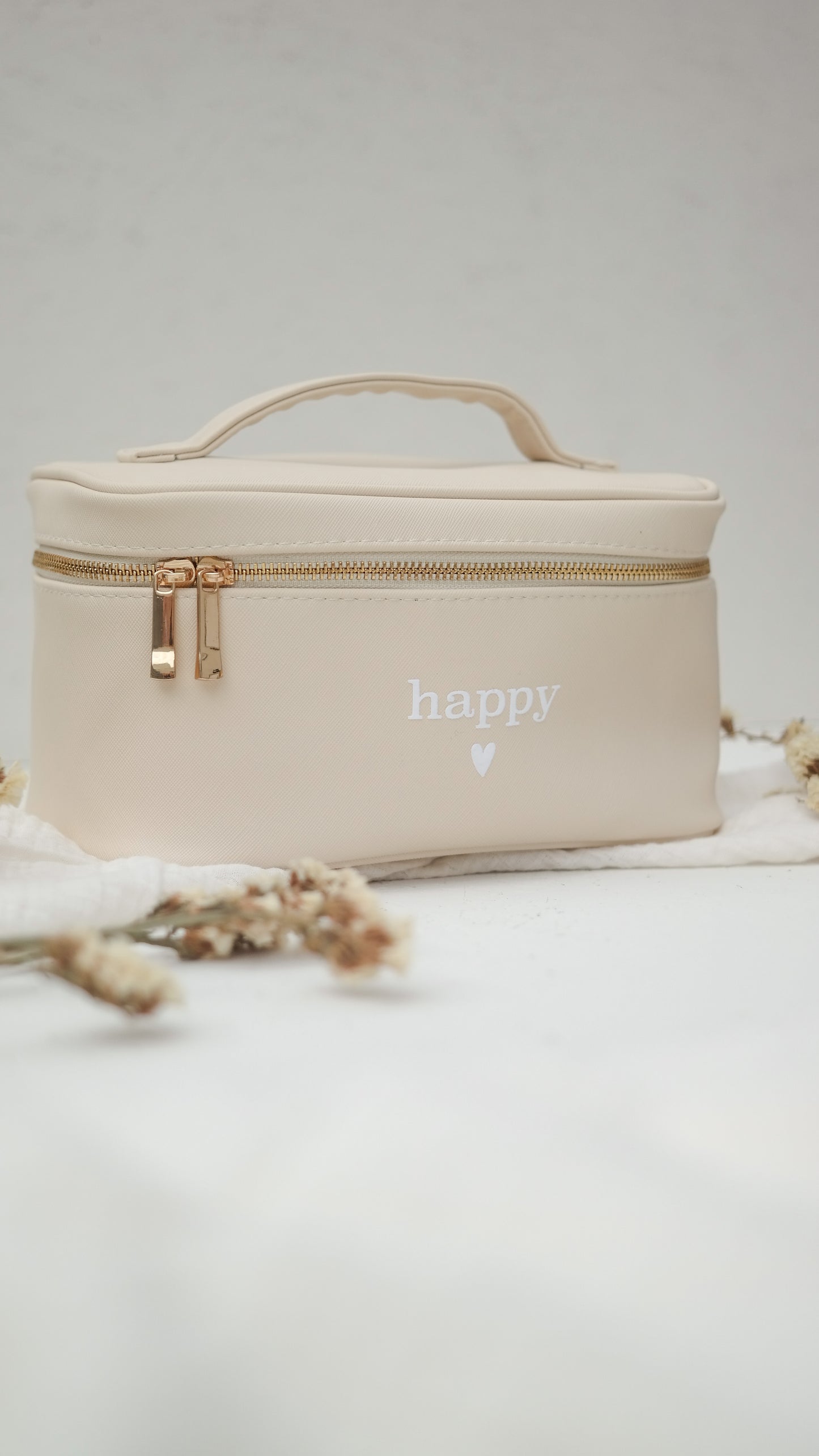 Kosmetiktasche "HAPPY" mehrere Fächer | Make Up Aufbewahrung