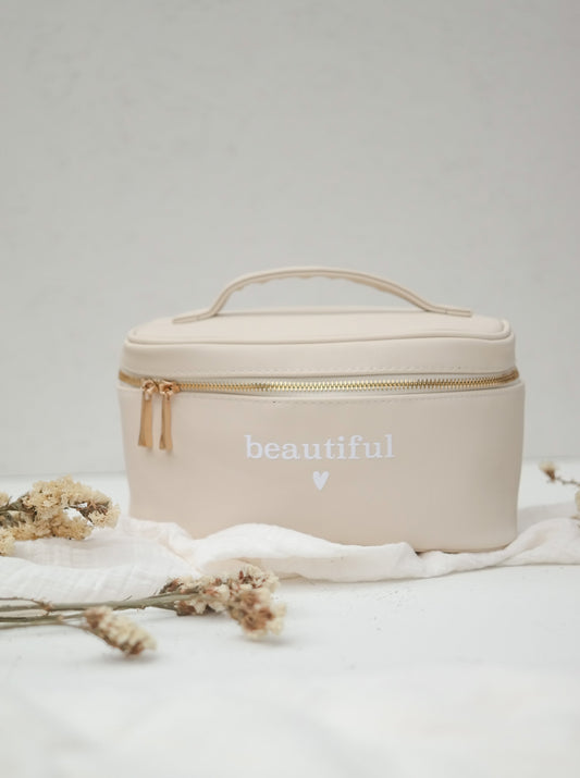 Kosmetiktasche "BEAUTIFUL" mehrere Fächer | Make Up Aufbewahrung