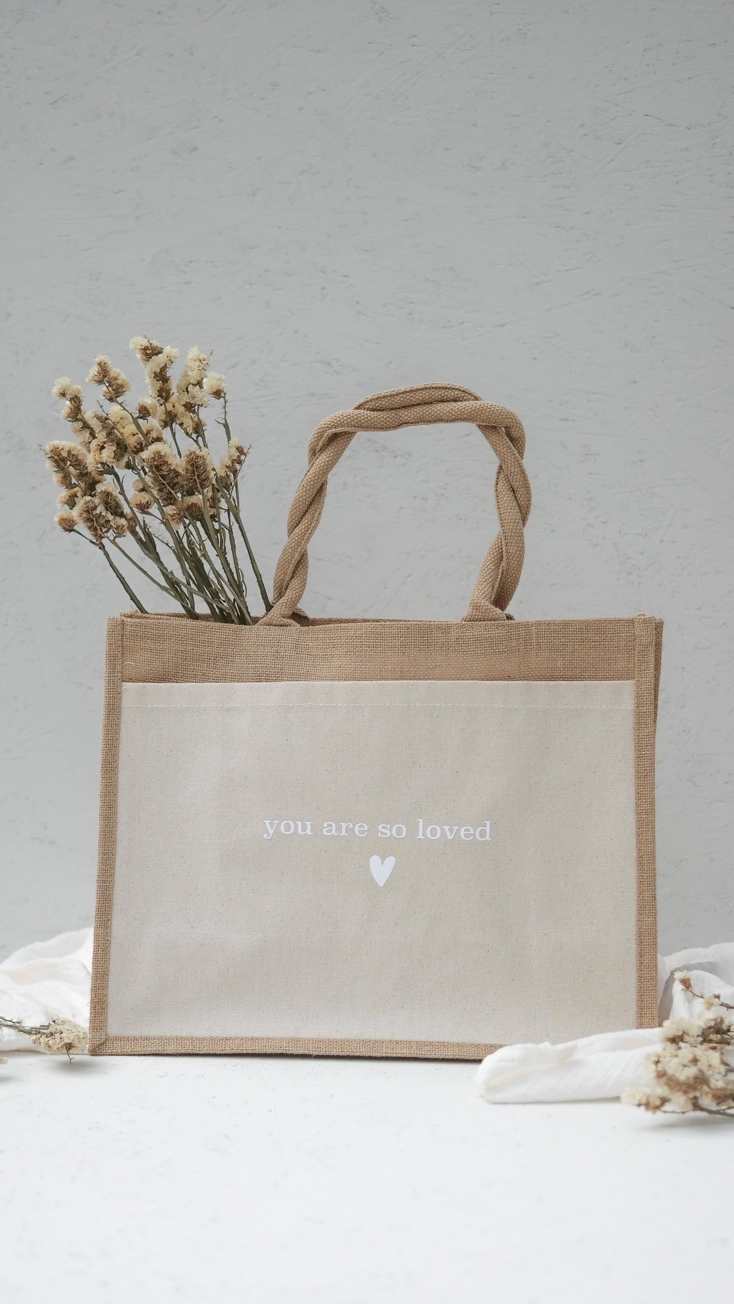 Jutetasche "YOU ARE SO LOVED", Geschenktasche, Shopper, Geschenke für Mama und die beste Freundin