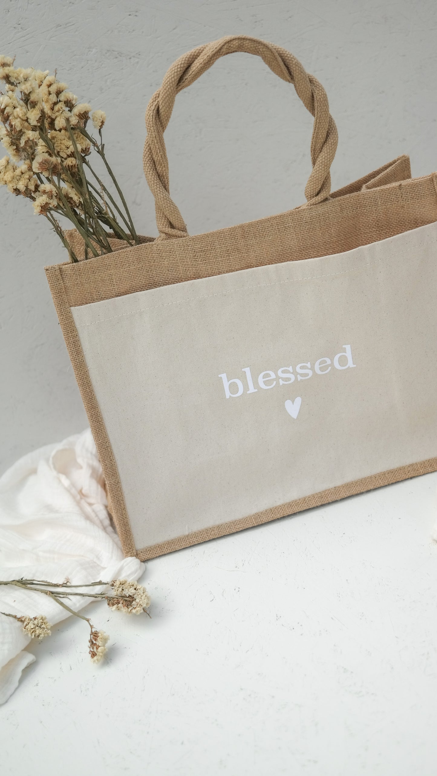 Jutetasche "BLESSED", Geschenktasche, Shopper, Geschenke für Mama und die beste Freundin