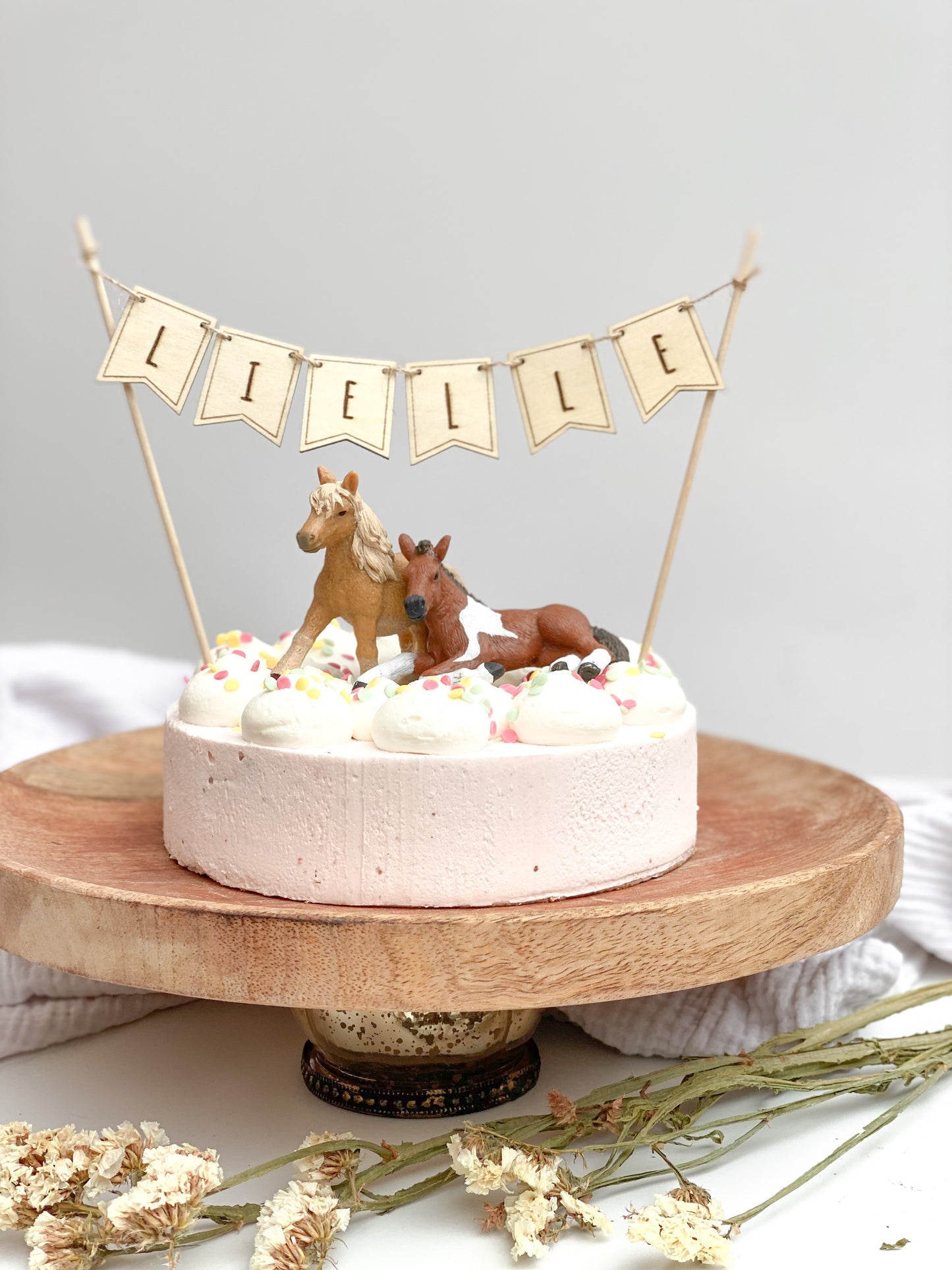 Cake Topper personalisiert Fahne/Wimpeln für Geburtstag, Taufe, Babyparty, sonstige Anlässe Holz Girlande